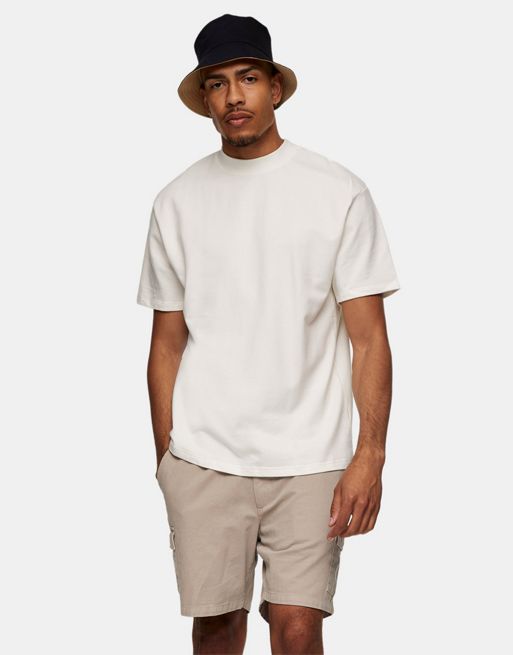 TOPMAN Oversized High Neck T-shirt in White for Men