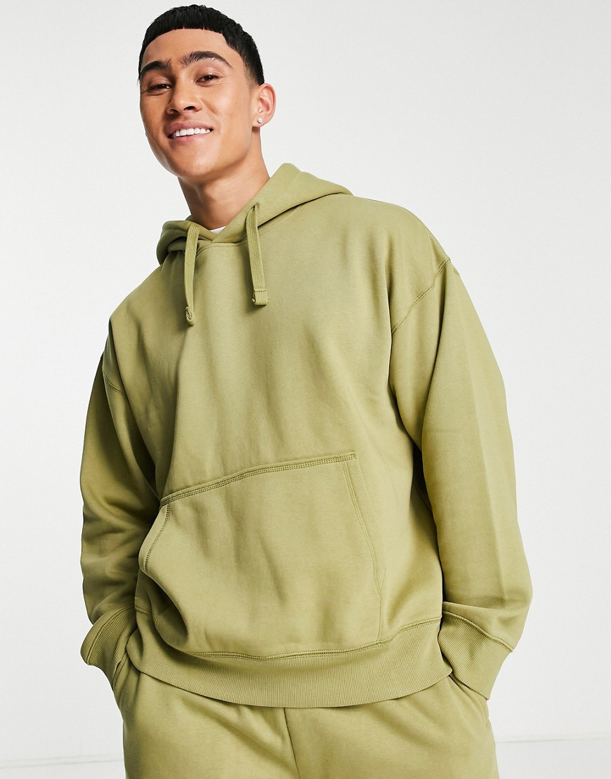 Topman oversized hoodie in khaki - part of a set-Green