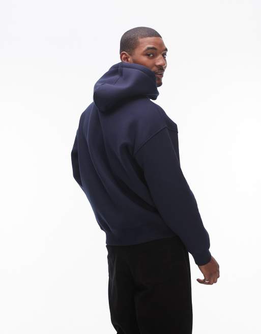 Topman - Oversized hoodie met geborduurde letter van chenille in marineblauw, 4 van 4