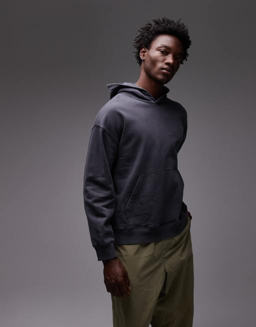 Topman - Oversized hættetrøje i forvasket sort