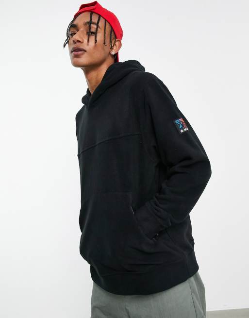 Topman - Oversized hættetrøje med 'CWE'-print i sort fleece