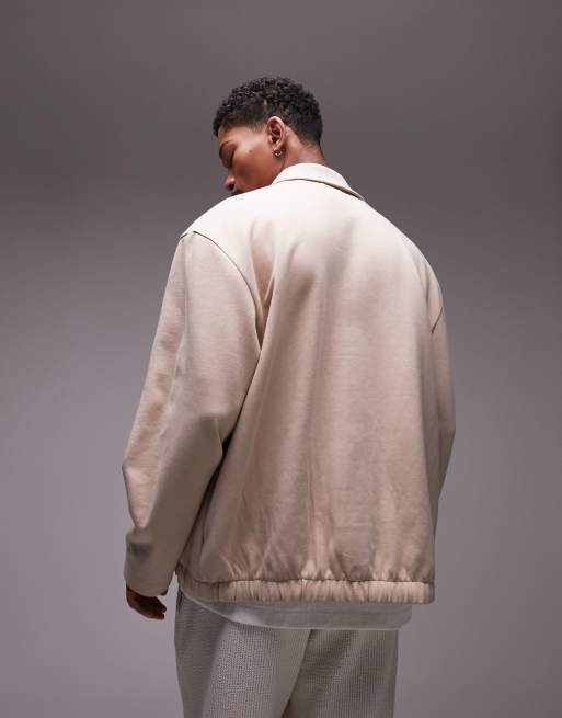 Topman oversized jersey jacket with pockets in stone, 2 of 4