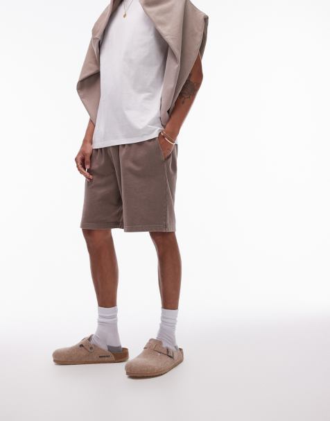 Topman - Oversized jerseyshorts i vasket brun - view 1