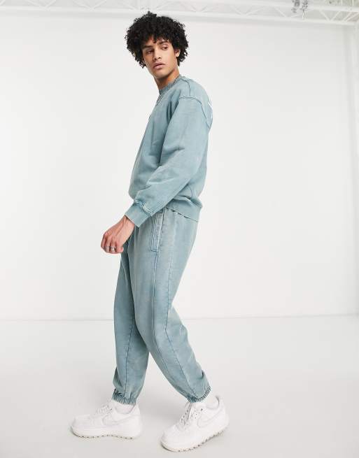 Topman oversized jogger in washed green