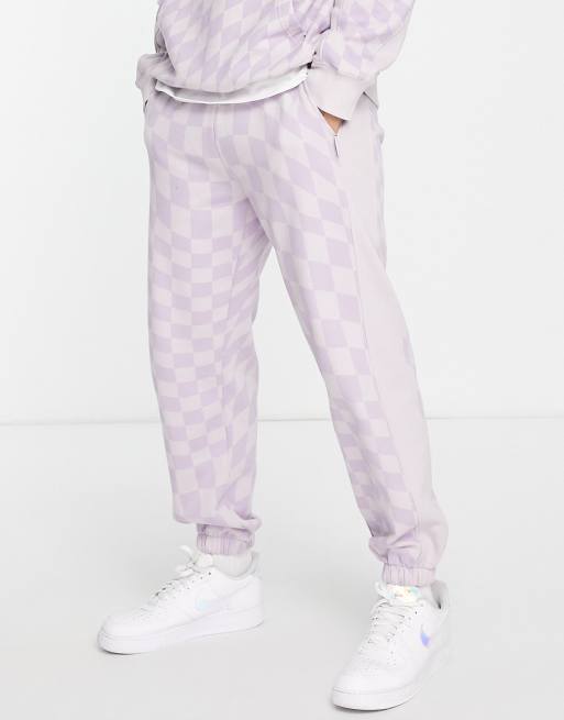 Topman - Oversized joggingbukser med lyslilla skaktern - Del af sæt