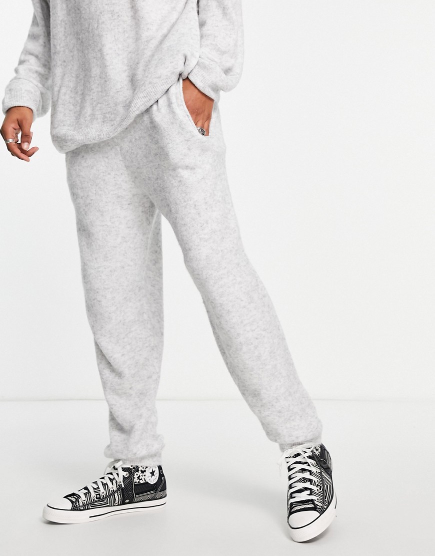 Topman oversized knit sweat-style pants in gray-Grey
