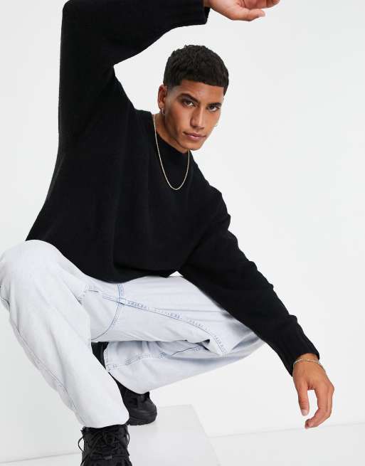 Topman oversized knit sweater in black