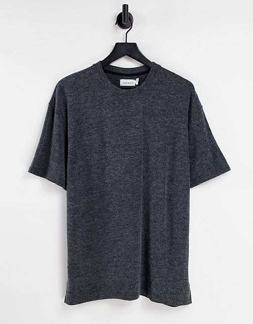 Topman oversized knit T-shirt in black | ASOS