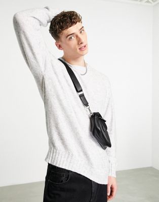 Topman oversized knitted jumper in grey