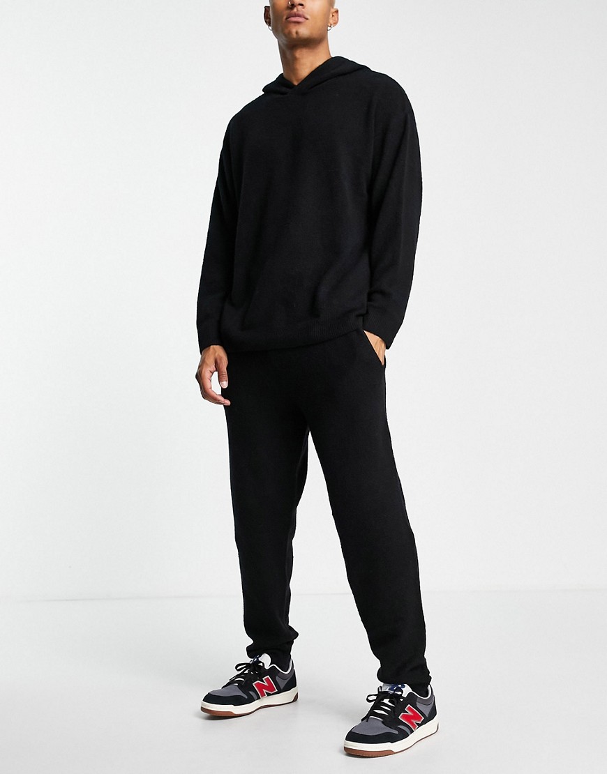 Topman oversized knitted sweatpants in black