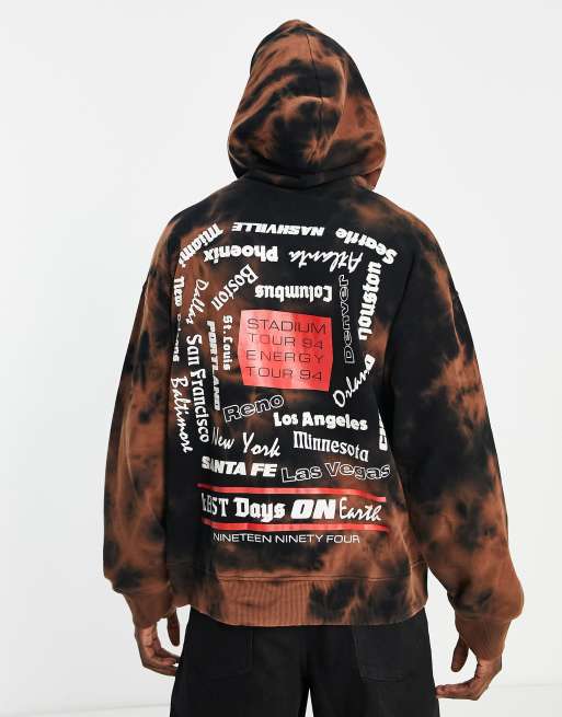 Oversized Tour Print Tie Dye Hoodie