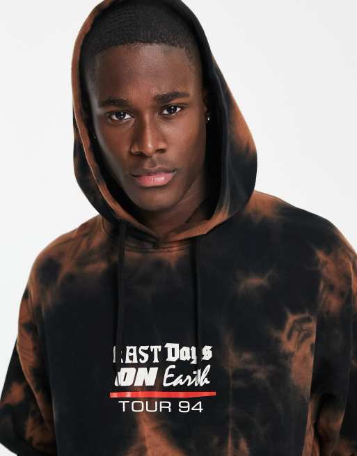 Topman oversized last days tie dye hoodie