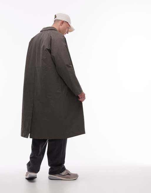 Topman oversized mac with removeable lining in khaki ASOS