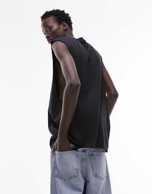 Topman - Oversized mouwloos T-shirt met Pink Floyd-print in zwart, 3 van 4