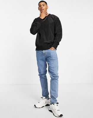 Topman oversized nylon sweatshirt in black