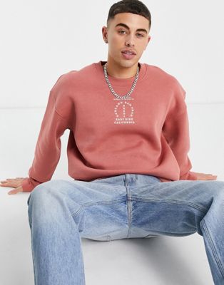 Topman oversized Oakland sweat in red - ASOS Price Checker