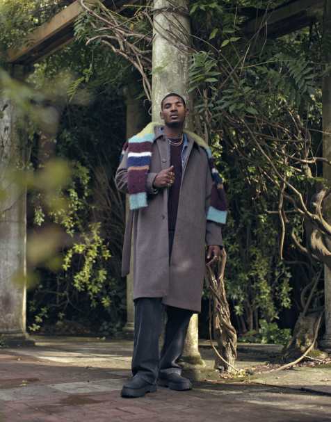 Topman - Oversized og brun kørefrakke med bælte - view 1