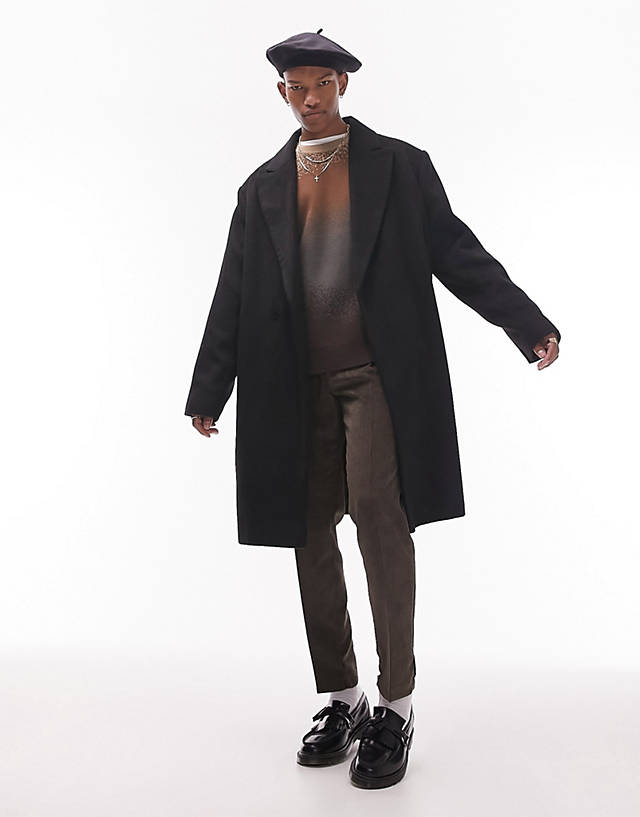 Topman - oversized overcoat jacket in black