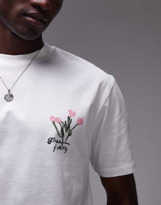 Topman Oversized Printed Floral T-shirt In White