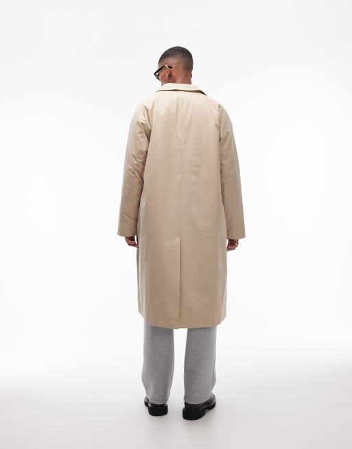 Topman oversized rain coat with removable lining in stone