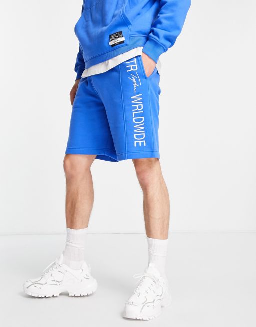 Topman - Oversized short met paneel en signature-logo in blauw