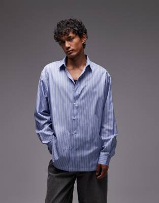 oversized striped shirt in blue