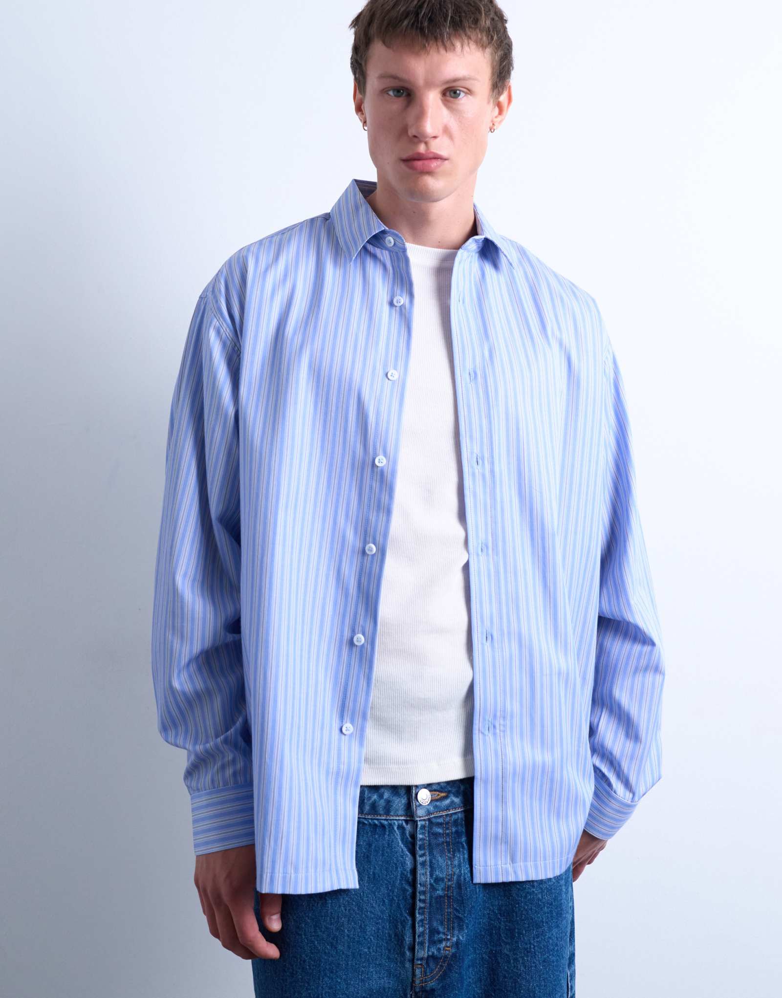 Рубашка в синюю полоску Topman oversize