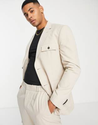 Topman oversized suit jacket in ecru - ASOS Price Checker