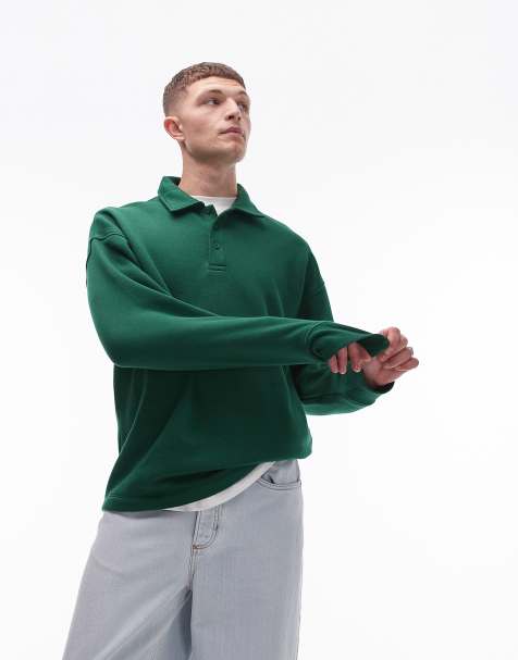 Topman - Oversized sweater met lange mouwen en polokraag in groen - view 1