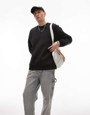 Topman Oversized Sweatshirt In Black In Black