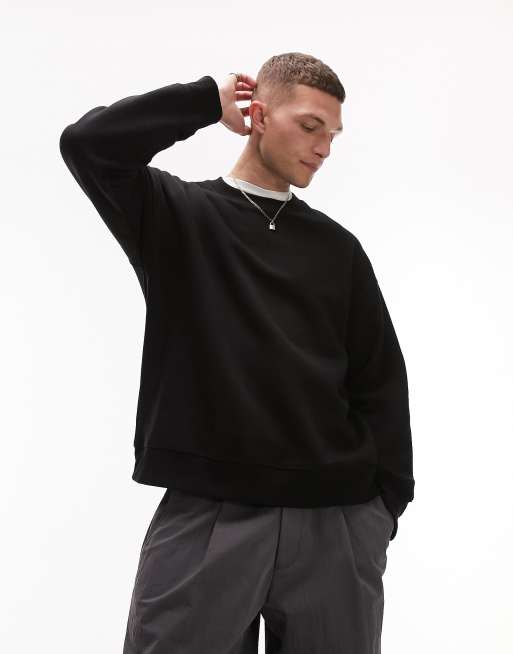 Topman oversized sweatshirt in black | ASOS