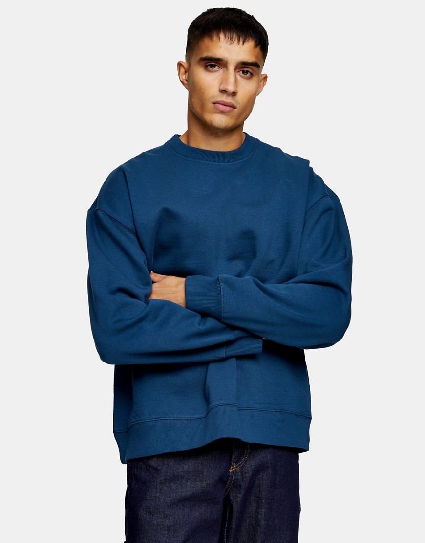 Topman - Oversized sweatshirt in blauw