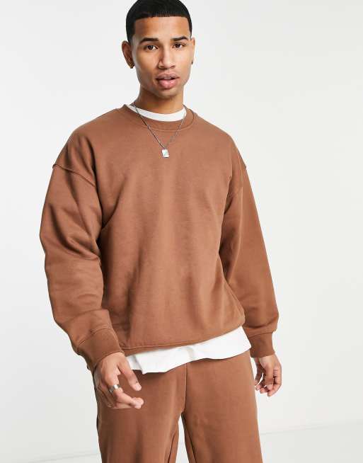 Topman oversized sweatshirt in brown (part of a set)