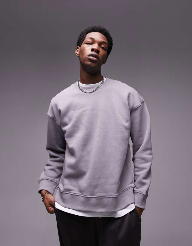 Topman oversized sweatshirt in gray