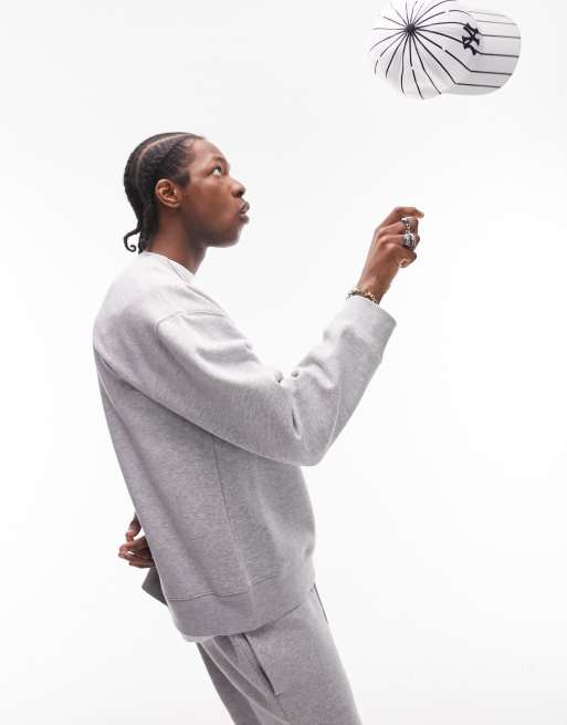 Topman oversized sweatshirt in grey marl | ASOS