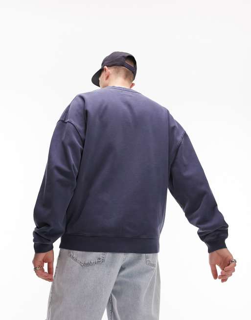 Topman oversized sweatshirt in washed blue