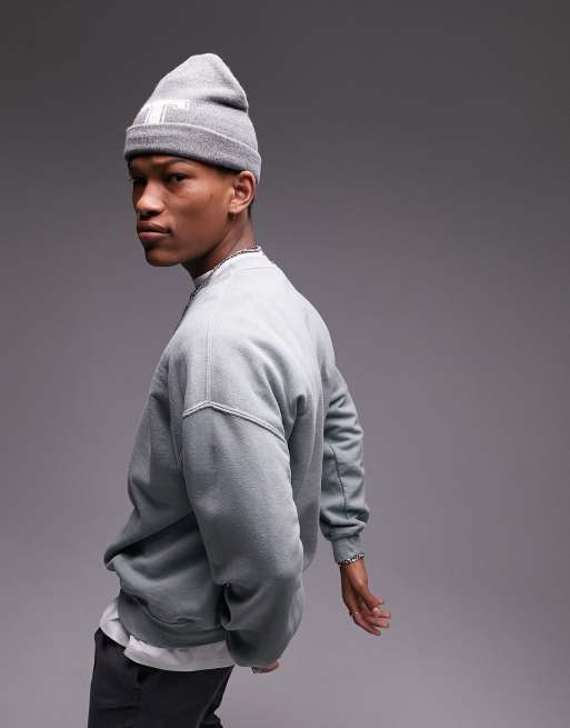 Topman oversized sweatshirt in washed sage