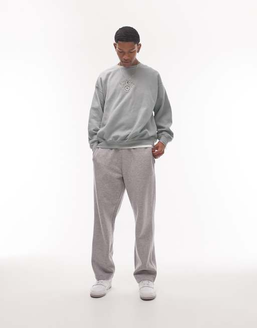 Topman - Oversized sweatshirt met 'Chicago'-borduursel in blauw met wassing 