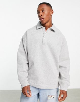 Topman oversized sweatshirt with collar in grey