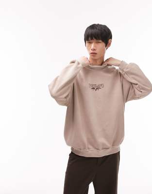 Topman monogram embroidered sweatshirt in white