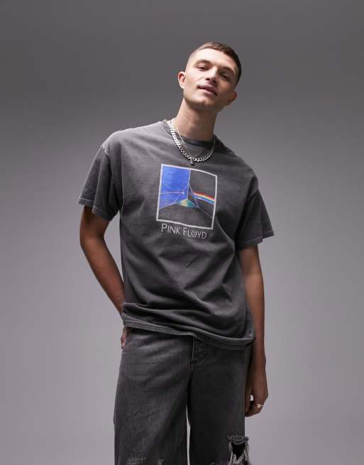 Topman - Oversized T-shirt i forvasket sort med 'Pink Floyd'-print