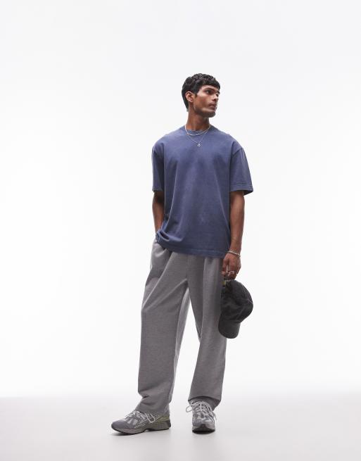 Topman - Oversized T-shirt in blauw met wassing