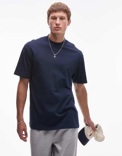 Topman - Oversized T-shirt in donkerblauw - view 1