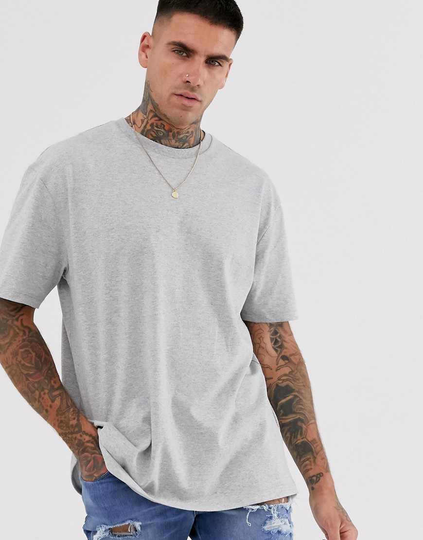 Topman - Oversized T-shirt in gemêleerd grijs