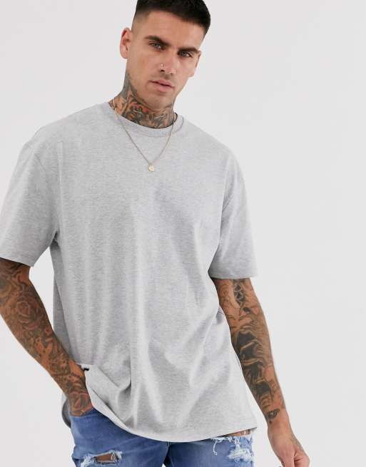 Topman Oversized T Shirt In Gray Marl Asos