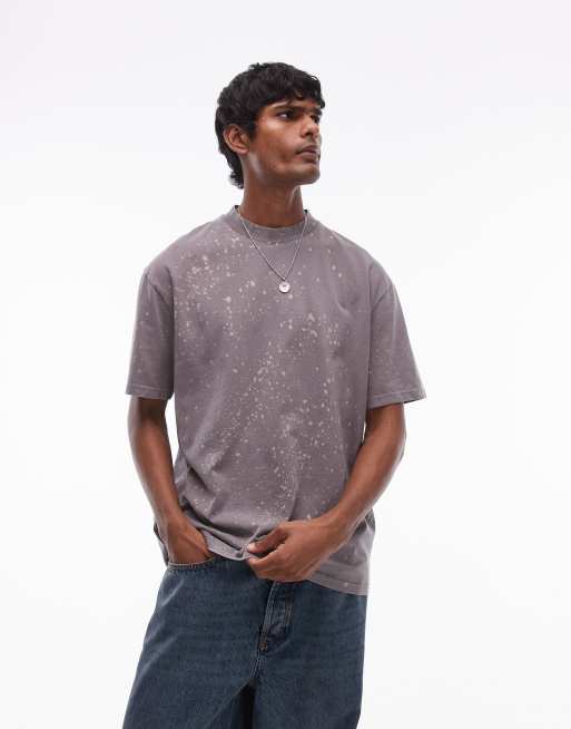 Topman - Oversized T-shirt in grijs met wassing