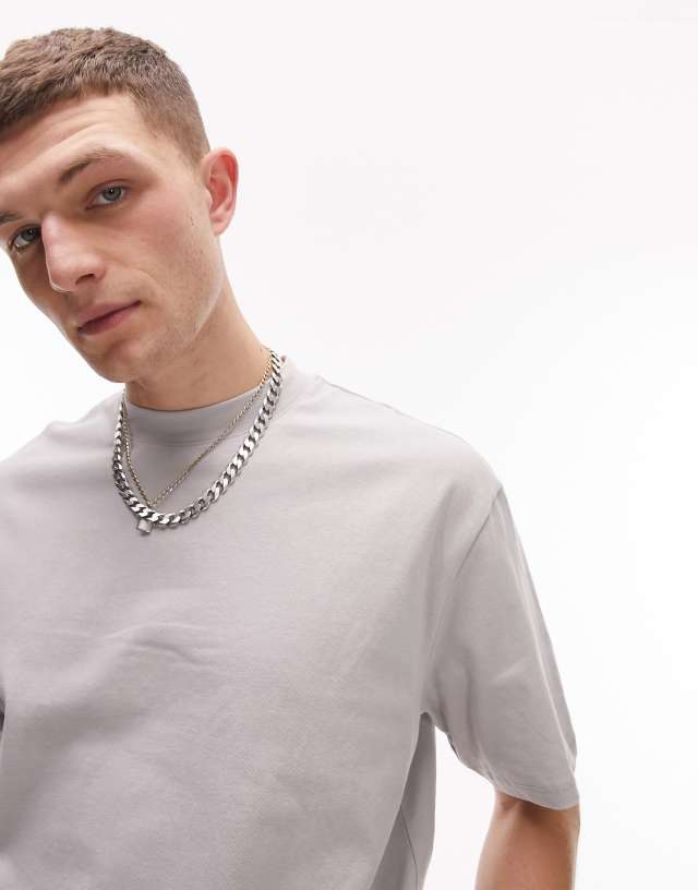 Topman oversized T-shirt in light gray