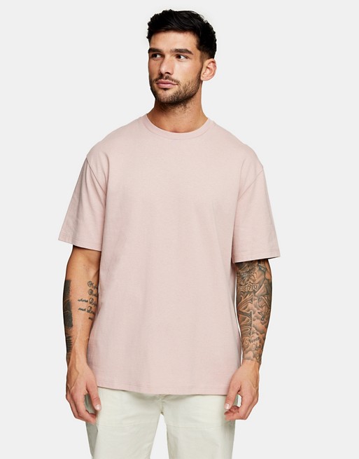Topman oversized t-shirt in pale pink