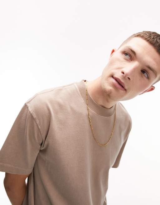 Topman - Oversized T-shirt in stone met wassing