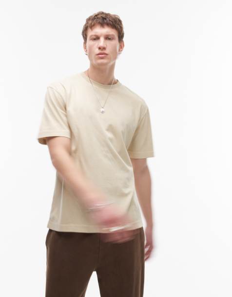 Topman - Oversized T-shirt in stone met wassing - view 1